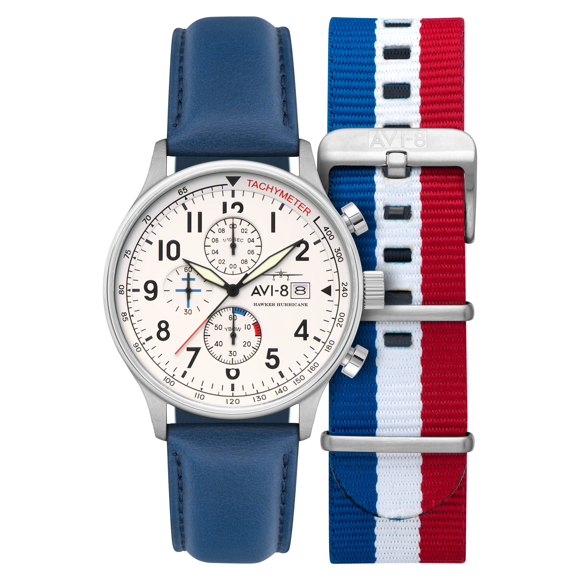 Blue White | Hawker Hurricane Classic Chronograph – AVI-8 Timepieces