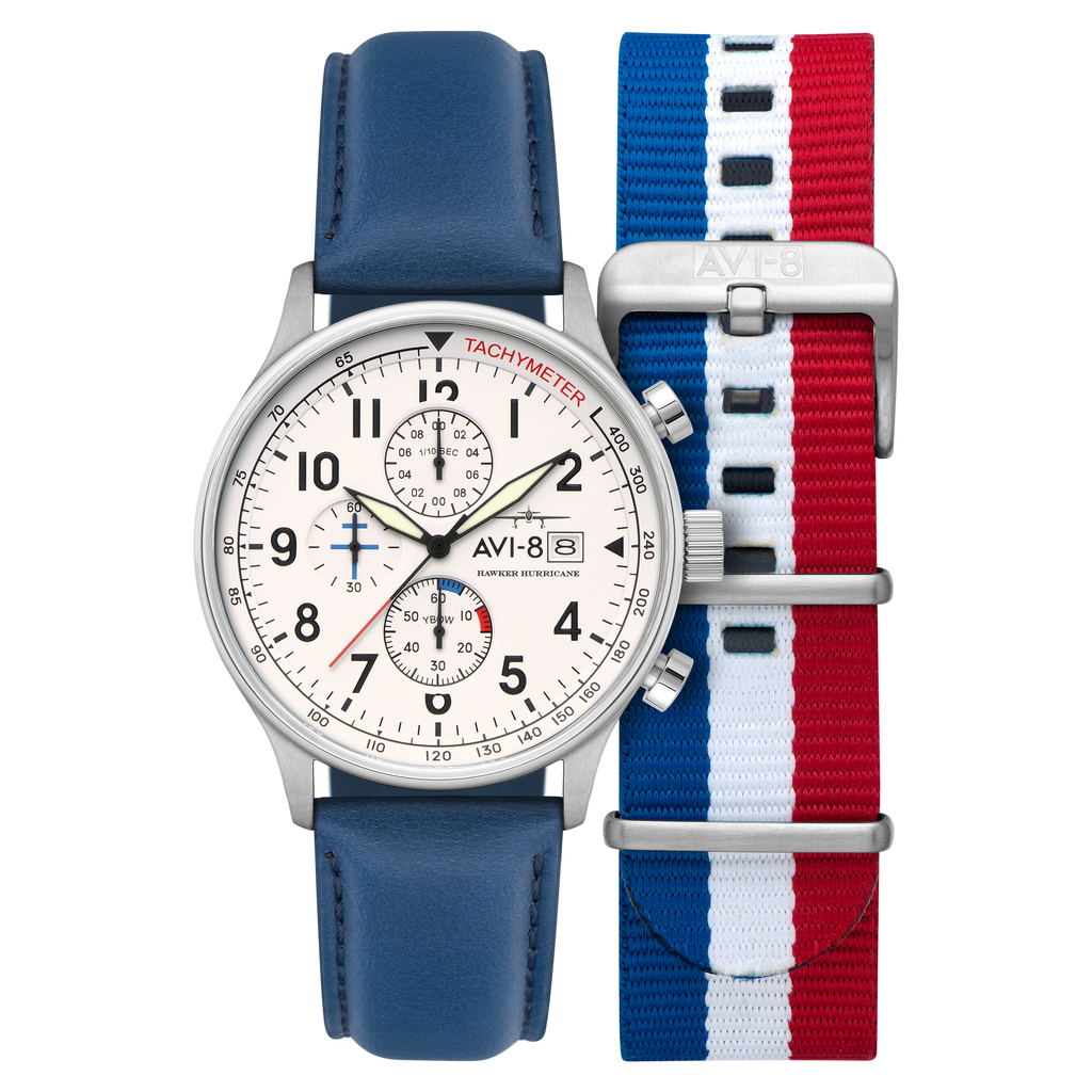 Blue White | Hawker Hurricane Classic Chronograph – AVI-8 Timepieces