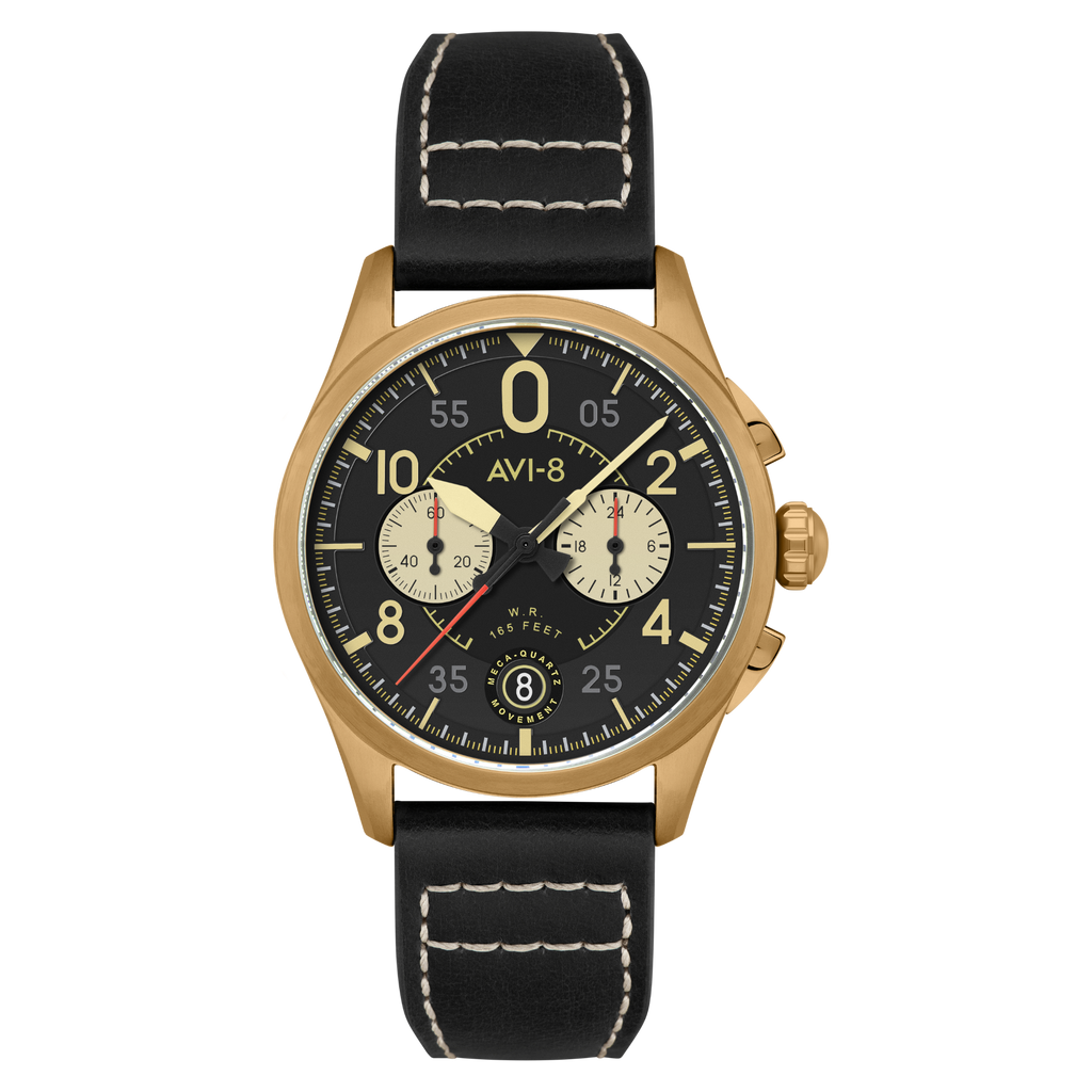 アルパイン　6408 Void Black | Spitfire Lock Chronograph – AVI-8 Timepieces