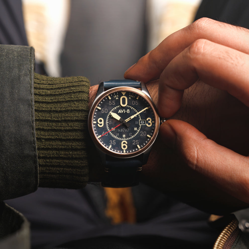 Distressed Blue | Spitfire Smith Automatic – AVI-8 Timepieces