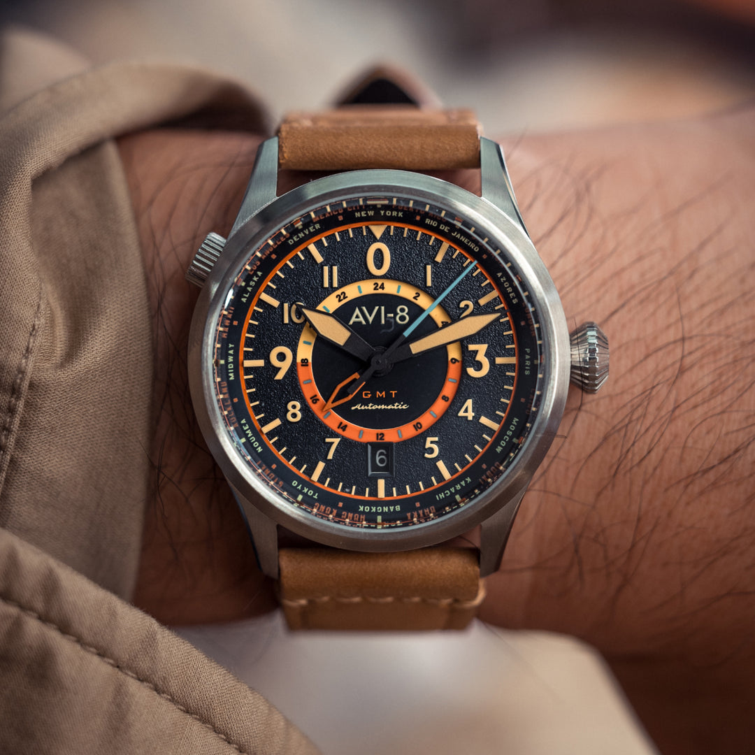 Flyboy Wingman Worldtimer GMT Automatic AV-4120 – AVI-8 Timepieces