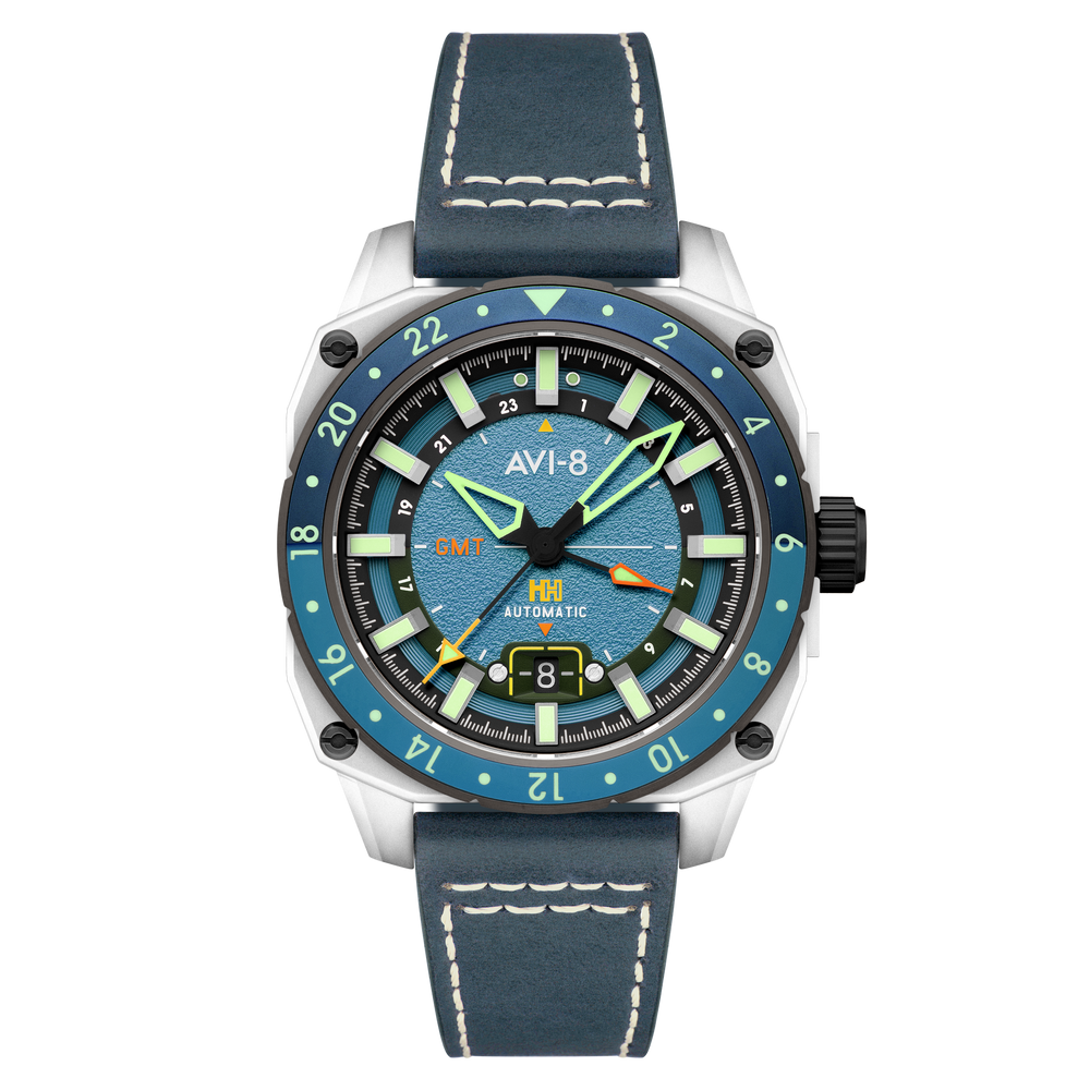 Retro Blue | Hawker Hunter Atlas GMT Automatic – AVI-8 Timepieces Retro Blue | Hawker Hunter Atlas GMT Automatic – AVI-8 Timepieces